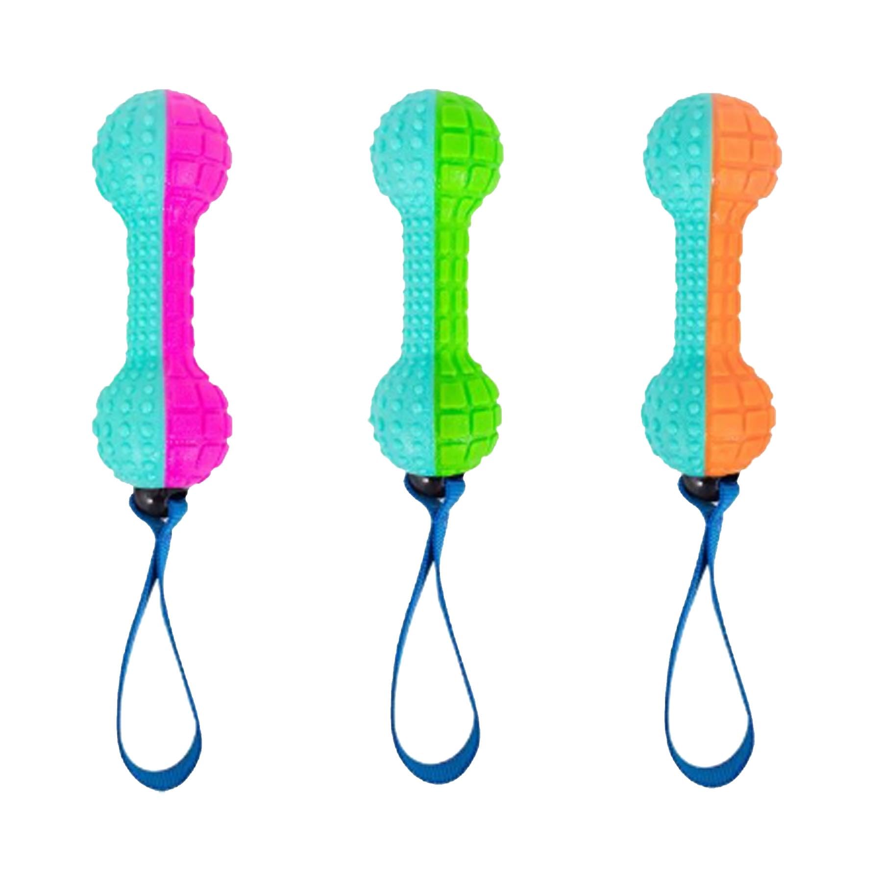 Widdle Gifts Rubber Dog Toy Dental Chew with Squeaker approx 28cm Random Colour Sent (Dumbell)