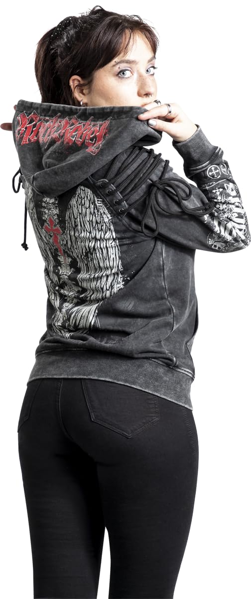 Rock Rebel by EMP Donna Felpa con Cappuccio Freaking out Loud Grigio