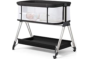 Fodoss Baby Bassinet, 4-Sided Mesh Bedside Sleeper with Wheels and Storage Tray...