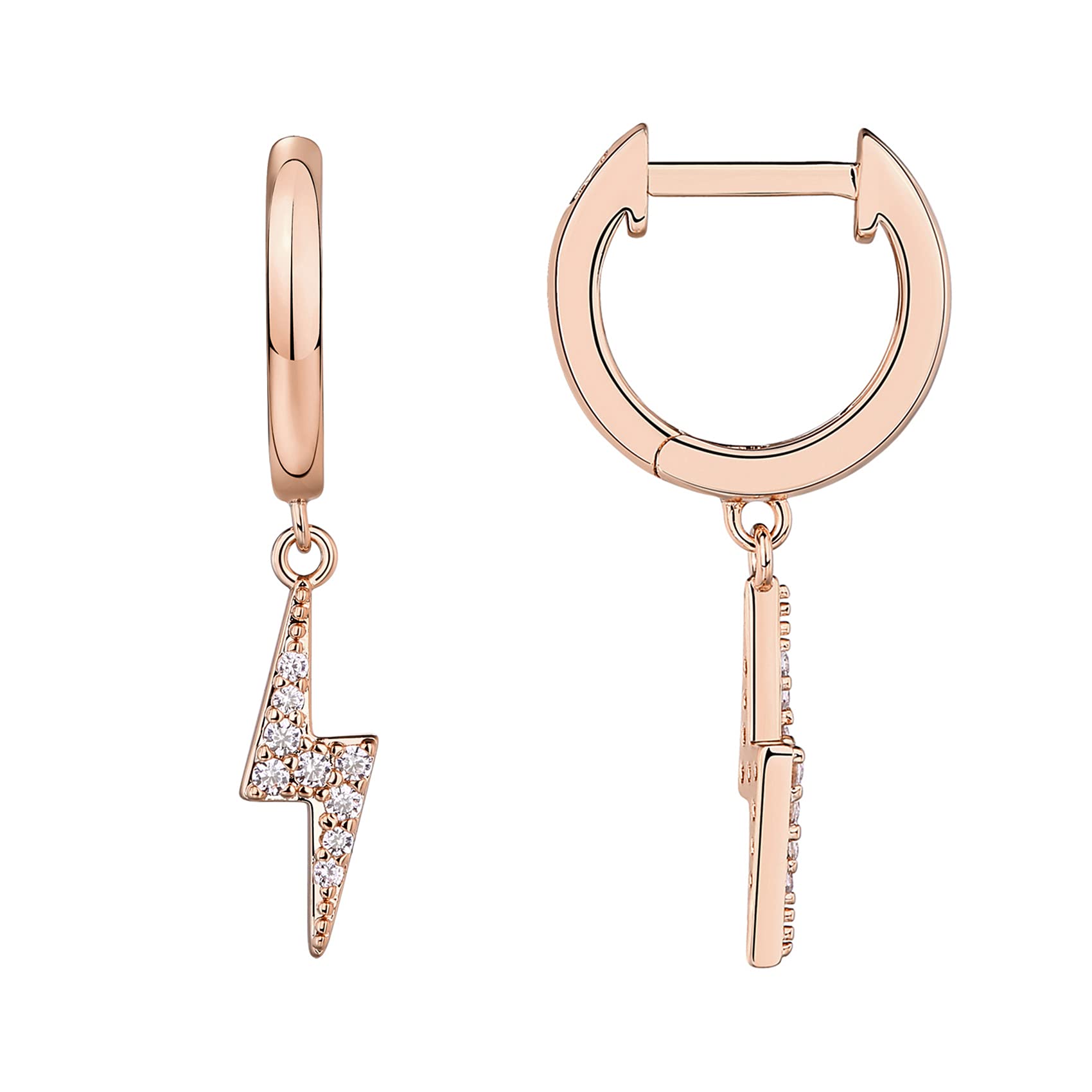 PAVOI 14K Gold Plated S925 Sterling Silver Post Lightweight Drop/Dangle Huggie Earrings for Women | Star, Lock, Butterfly, Moon, Lightning | Dainty