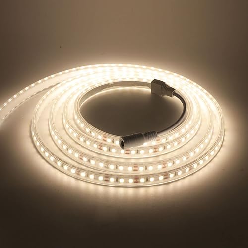 Xunata Tira de luces LED 4500 K color blanco natural tira de luces LED SMD 2835 tira de luz LED súper brillante de silicona para exteriores incluye