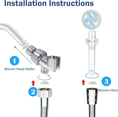 Miniatura 5 de Manguera de ducha para cabezales de ducha de mano de alta presión, manguera de ducha extra larga de 79 pulgadas, malla trenzada integrada a prueba