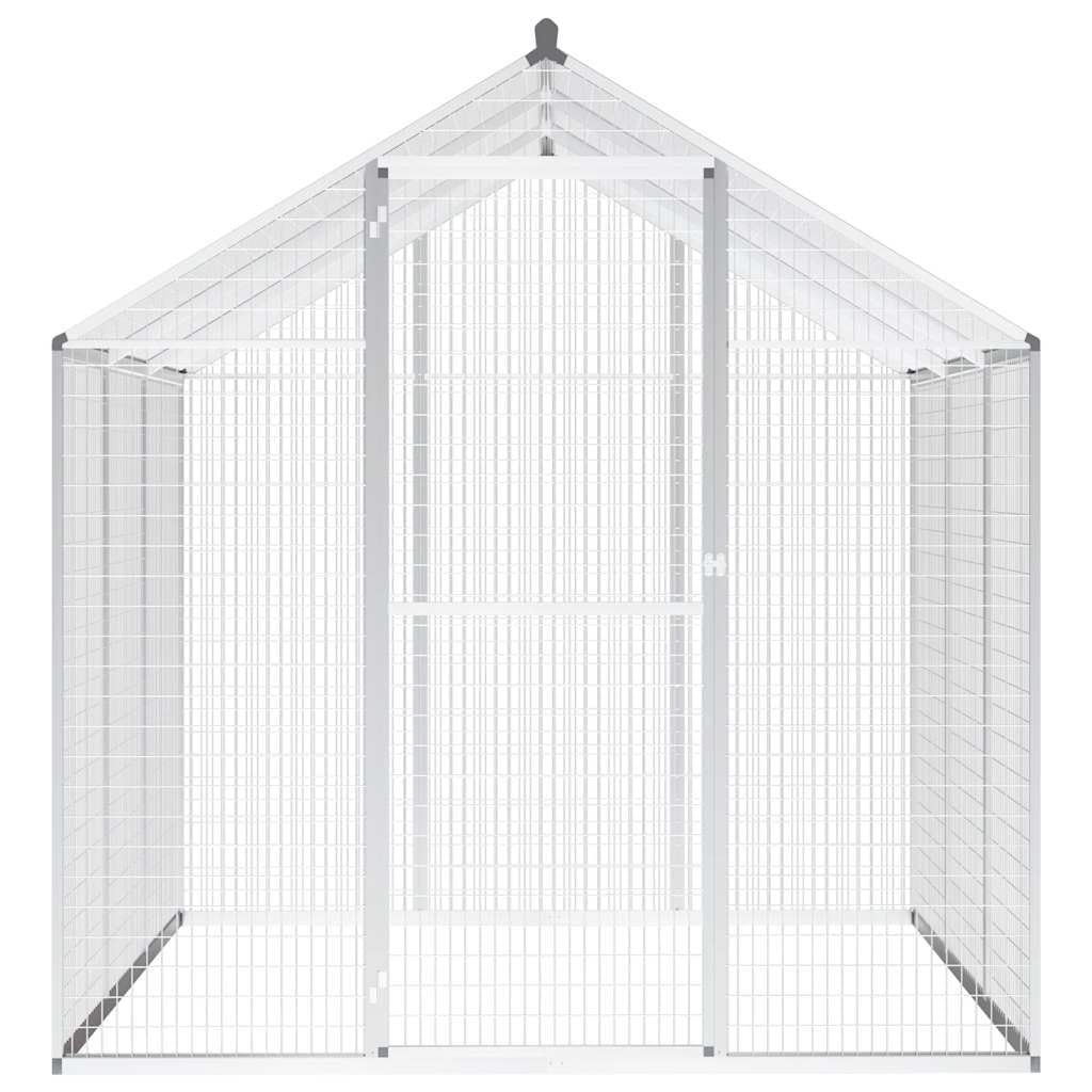 Woliera zewnętrzna aluminiowa 183 x 178 x 194 cm, woliera dla ptaków z aluminiową siatką drucianą do zabawy i treningu, woliera z wytrzymałymi drzwiami obrotowymi zapewnia dużo miejsca i świeże