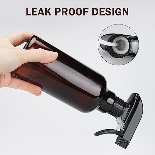 Miniatura 9 de Botellas pulverizadoras de plástico vacías de 16.9 onzas líquidas, paquete de 2 botellas de pulverización resistentes para soluciones de limpieza,