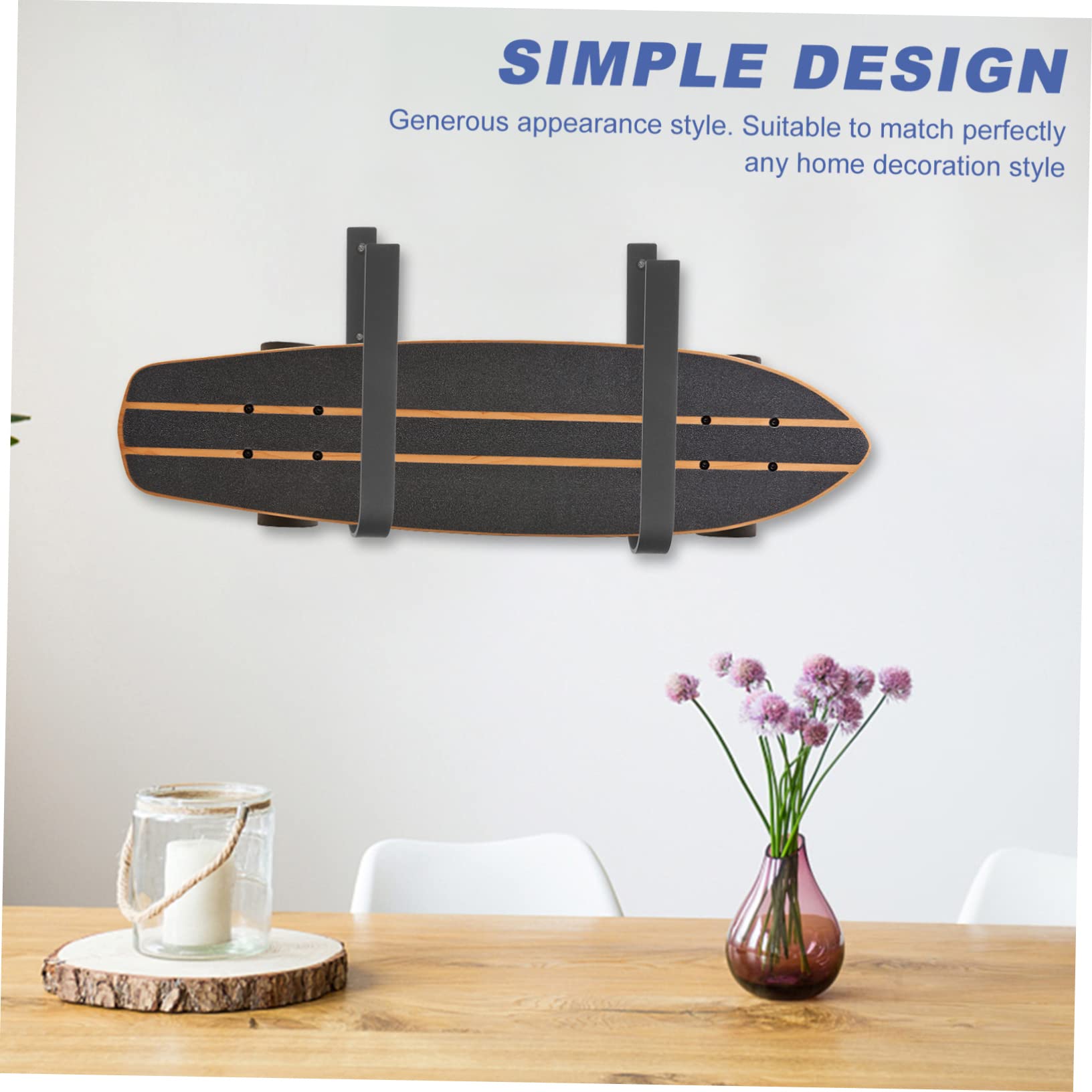 TOPBATHY Support Mural pour Skis et Skateboard Crochet Métallique Robuste pour Garage Cintre de Rangement pour Snowboard et Autres Objets