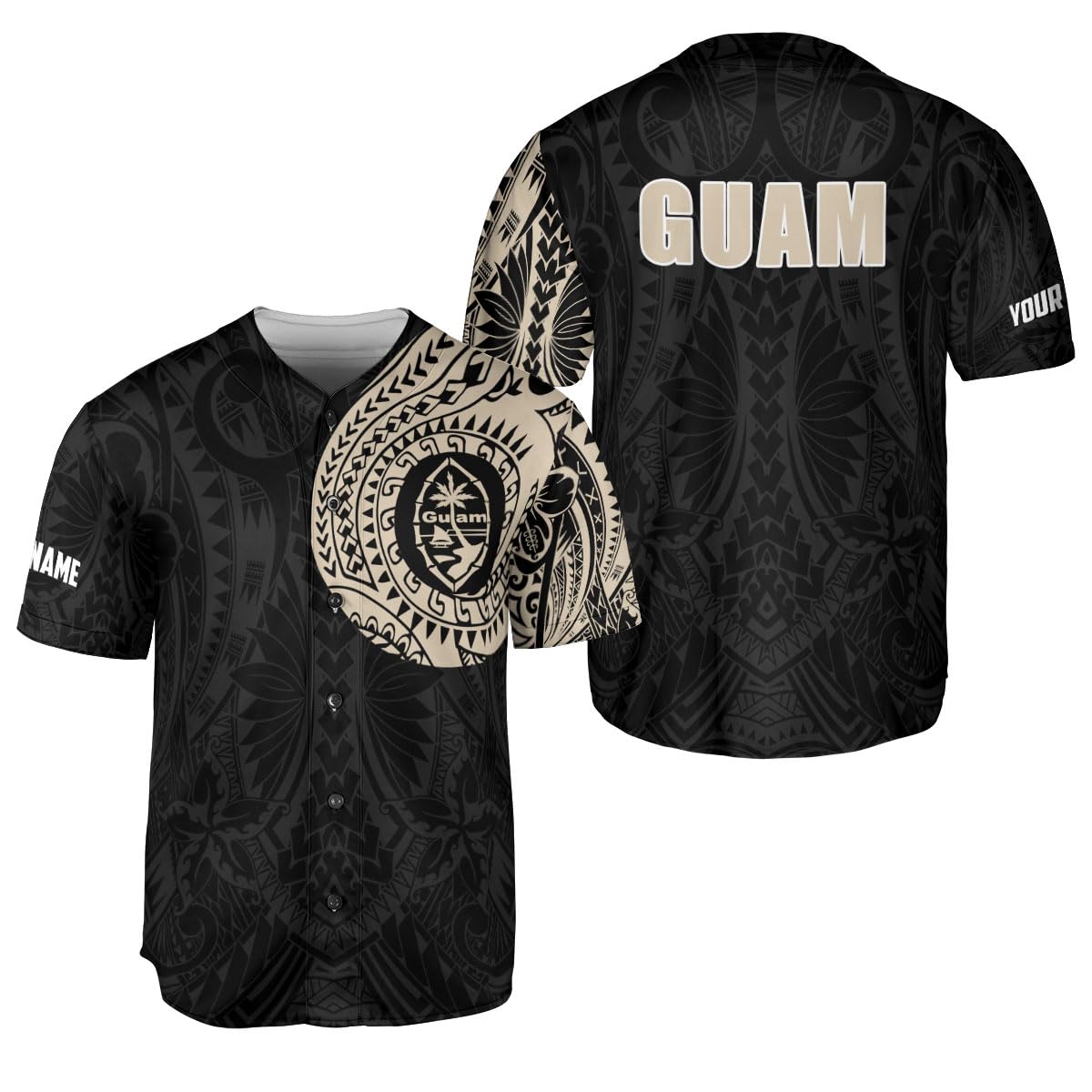 Personalized Guam Baseball Jersey Shirt, Guam Flag Jersey Gifts Guahan, Guam Islander Pride Shirts for Men & Women (Polyester, BJ417)