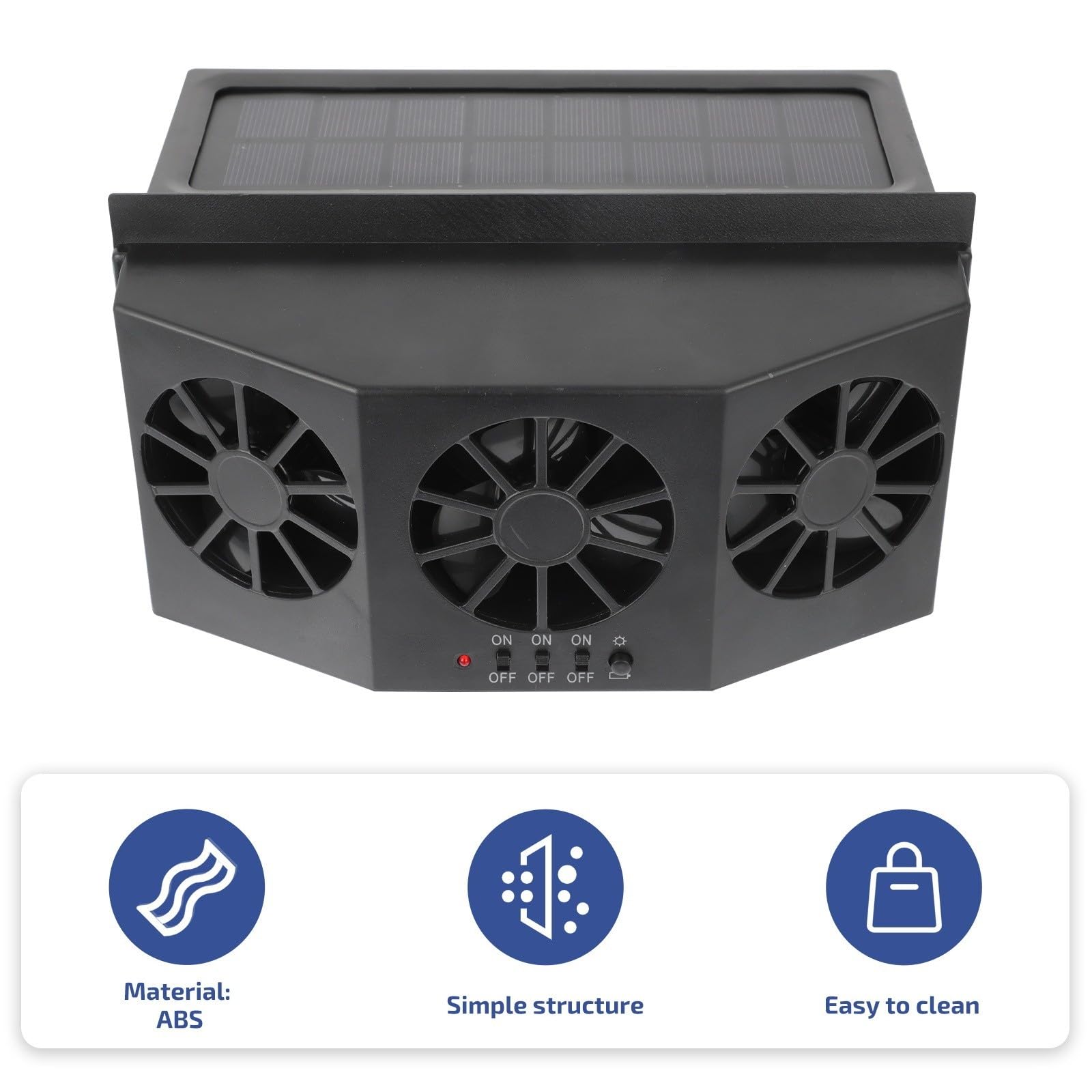 Solarbetriebener Auto Abluftventilator aus ABS für Frische Luft