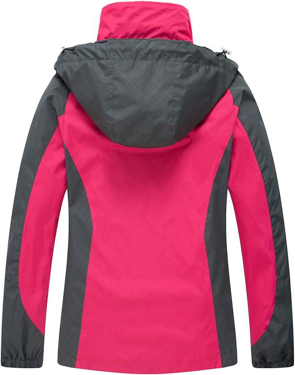 Diamond Candy Women's Waterproof Rain Jacket with Hood Lightweight Outdoors Raincoat Hot Pink M - Image 2