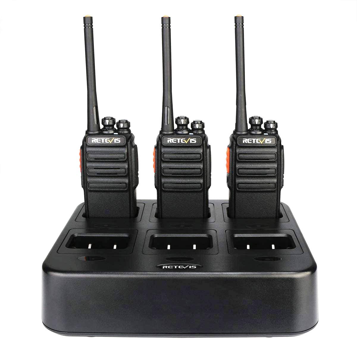 Retevis RT24 Talkie Walkie, Rechargeable Talkies-Walkies avec Chargeur à Six Voie, PMR446 sans Licence 16 Canaux CTCSS/DCS, Talkie Walkie Professionnel pour Sécurité, Chantiers, L'école(6 pcs)