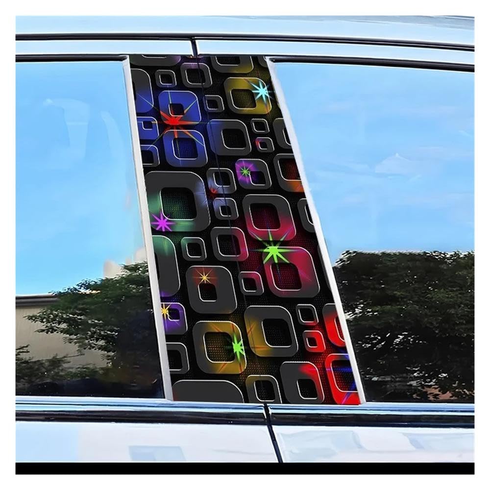 Dabhuoc One Color Car Parts 2Pcs Car Door Post Decals Squares Pattern Scratch Resistant Film