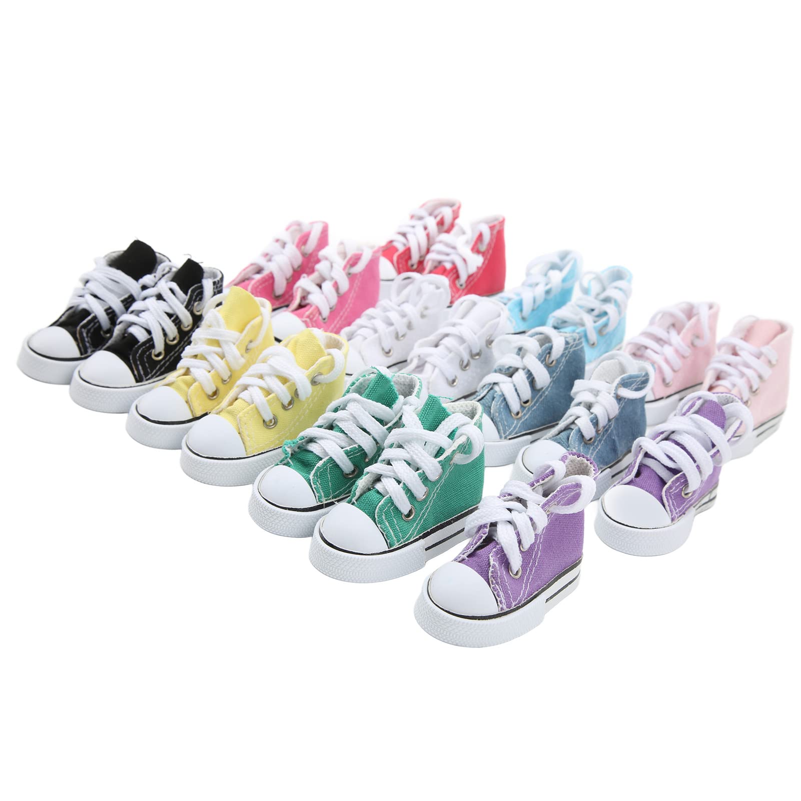 Focket Chaussures de Poupée, 10 Paires de Mini Chaussures à Doigts de 3 Pouces de Couleurs Assorties, de Poupée à Rotule, Mini Baskets avec Doublure Antidérapante pour Accessoires de Touche de