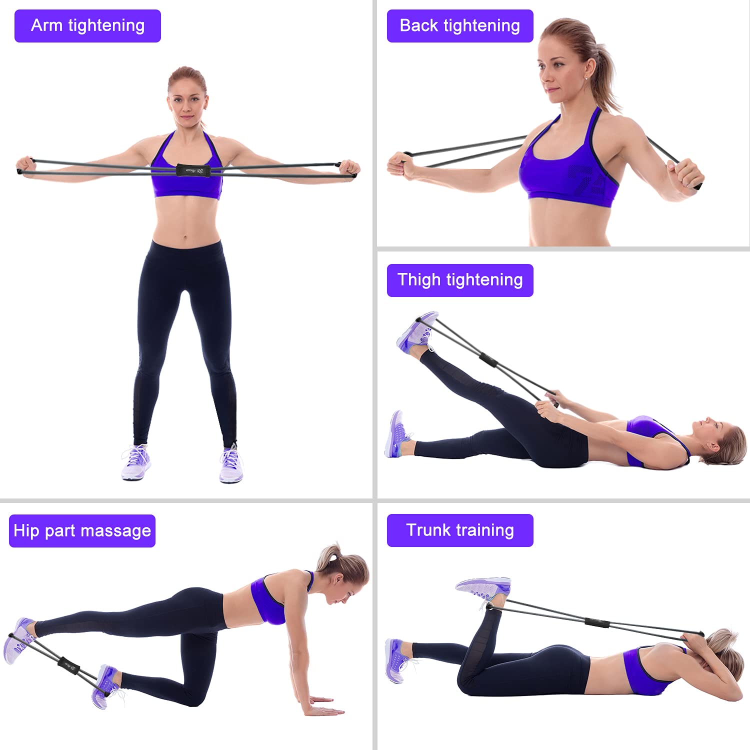 HPYGN Abbildung 8 Widerstandsband für Männer, Brustverbreiter für Frauen, Widerstandsübungsbänder Set von 3, Yoga-Gym-Fitness-Ziehseil Home Workout, 8 Wort Elastisch für Exerciser Muskeltraining
