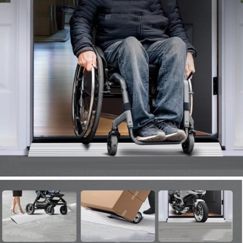 Aluminium Rampe D'entrée Seuils Réducteur, 10cm Bande De Transition Sol, Barre De Seuil De Rattrapage pour Compensation Hauteur Métal(Black)