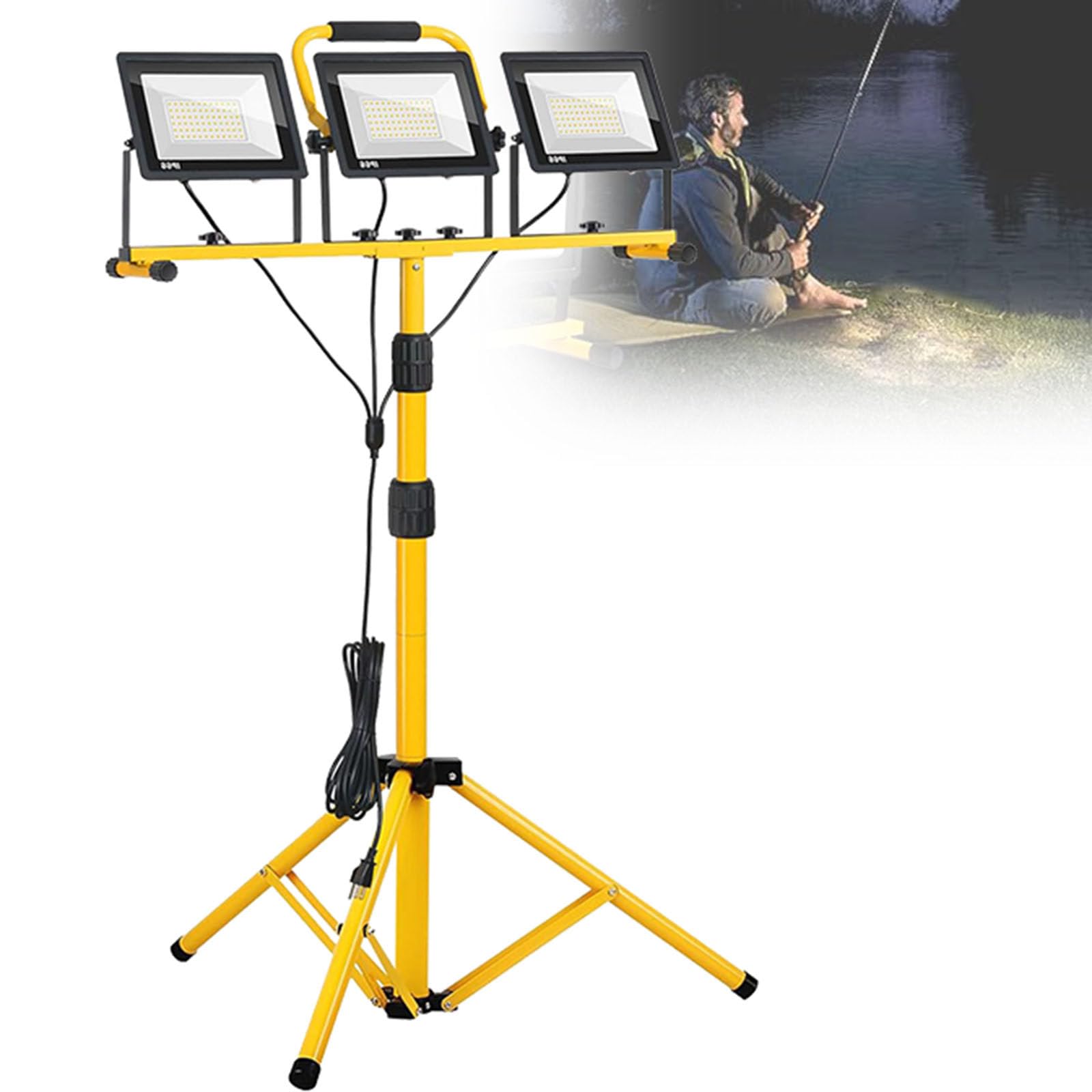 Foco de Trabajo LED de 70 W, Reflector móvil con trípode telescópico de Metal Ajustable, Resistente al Agua IP66, para la Industria de la construcción,70W*3