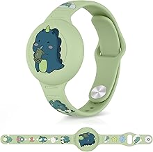 Meliya Kids Soft Silicone Bracelet for Apple Airtag, Anti-Lost GPS Protective, Waterproof Tracking Locator, Strap for Elderly Teens Bambi (Olive Green)