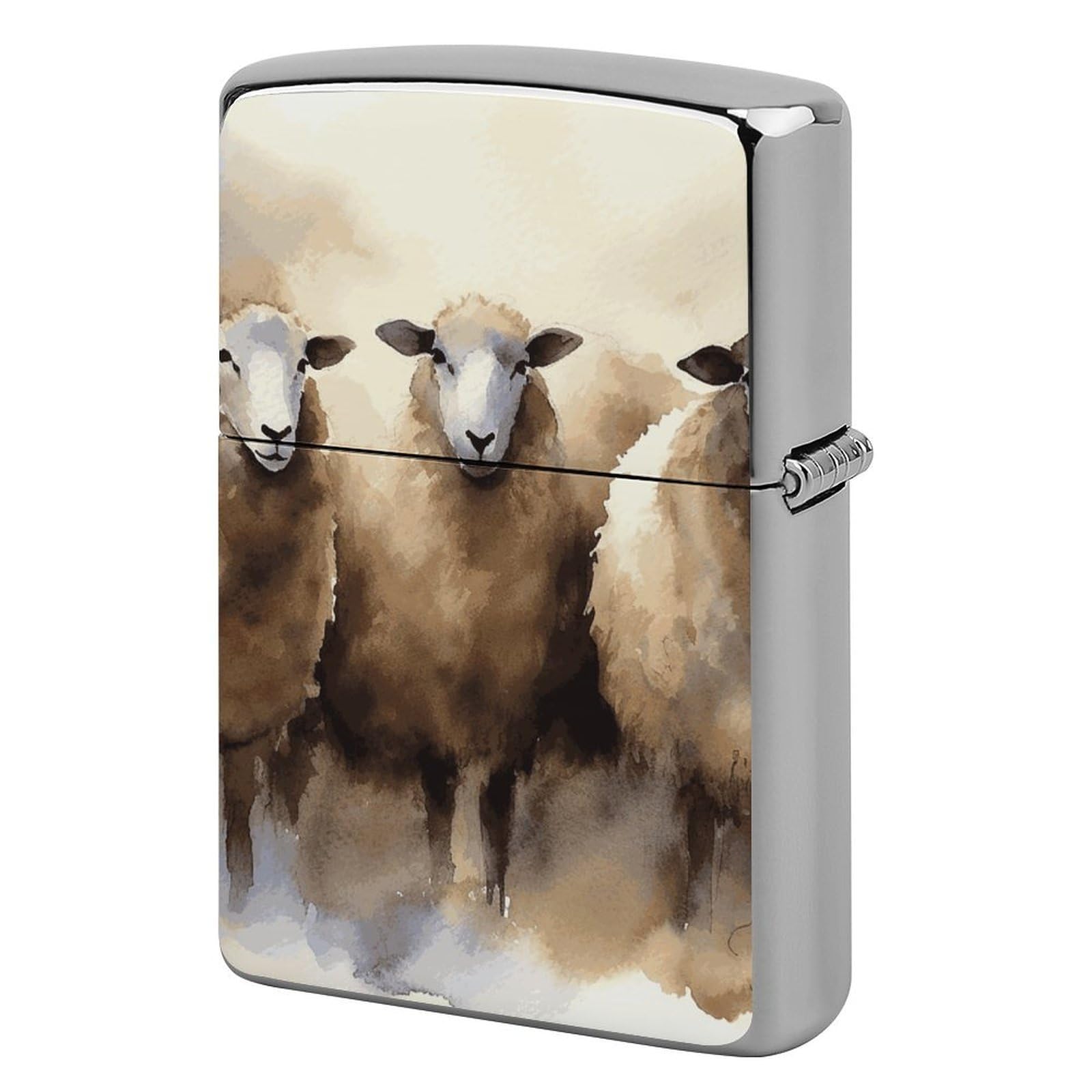 Sheeps Watercolor Lighter Case Cover Vintage Metal Lighter Sleeve Reusable Lighter Protective Cover Decorative Lighter Holder Birthday Gifts for Men Women