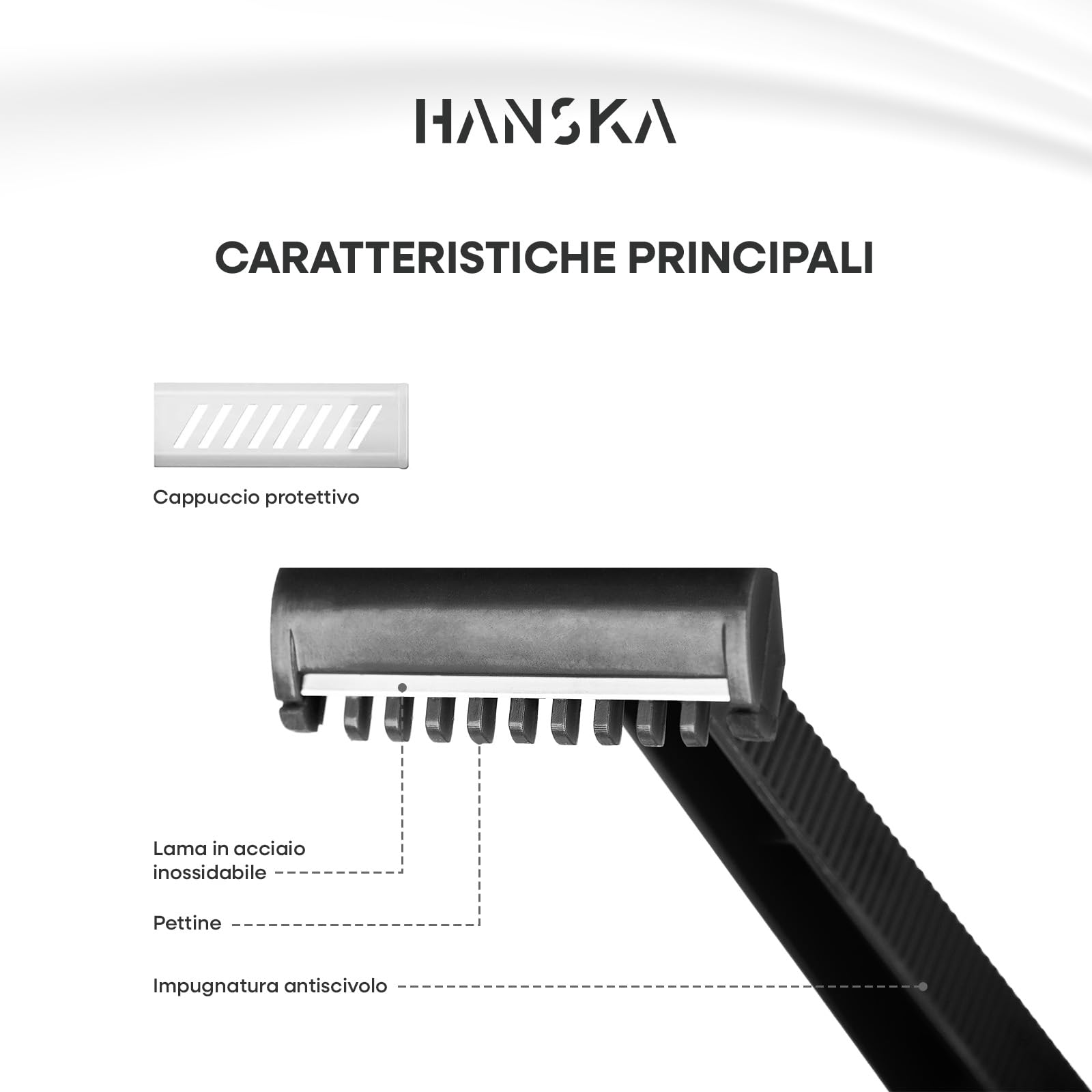 HANSKA Tattoo Supply - Rasoio usa e getta per tatuatori - Nero - Lama in acciaio di alta qualità - Confezione da 100 pezzi - Rasatura comoda (MONOLAMA)
