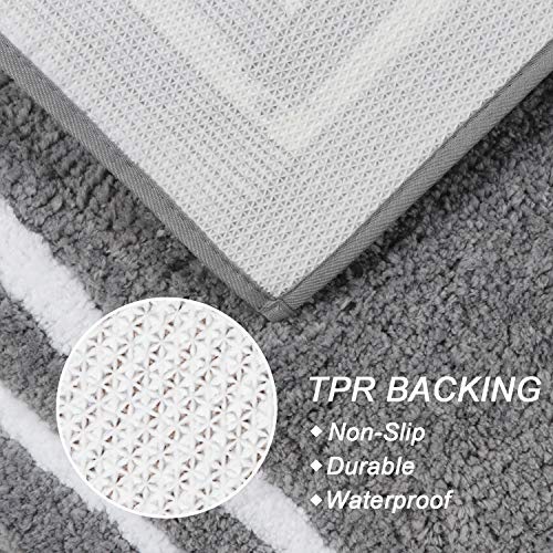 Uphome Bathroom Runner Rug Gray Non-Slip Extra Long Bath Mat Soft And Water Absorbent Bath Rug Machine Washable Fluffy Microfiber Floor Mats For Bathroom Tub Sink Shower,24X71 Inch #TOP3