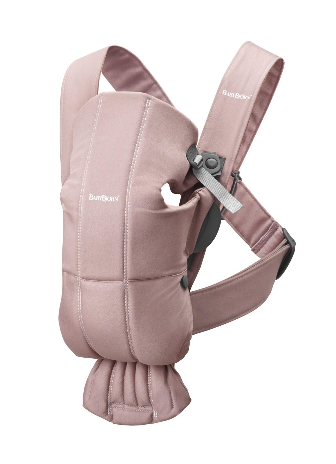 BabyBjörn Baby Carrier Mini, Dusty Pink, Woven | Newborn Carrier (7-25 lbs), Ergonomic, Easy-to-Use