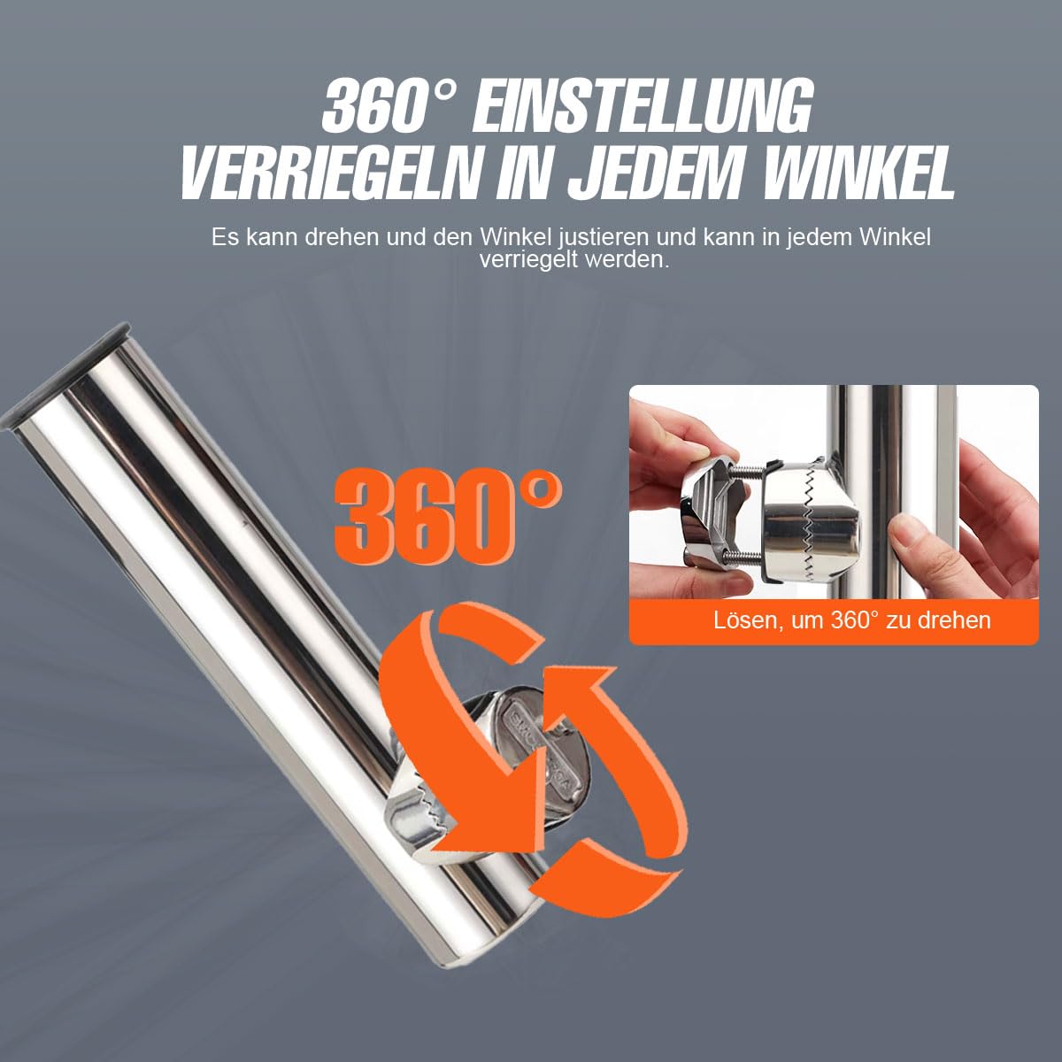 2 Stück Edelstahl 360 Grad Rotierbar Rutenhalter Reling Rutenhalterung Klemme Fasten Angeln Angelhalter Angelhalterung Bootsrutenhalter Boote Yachten Fischerboot Für 19-25mm Reling