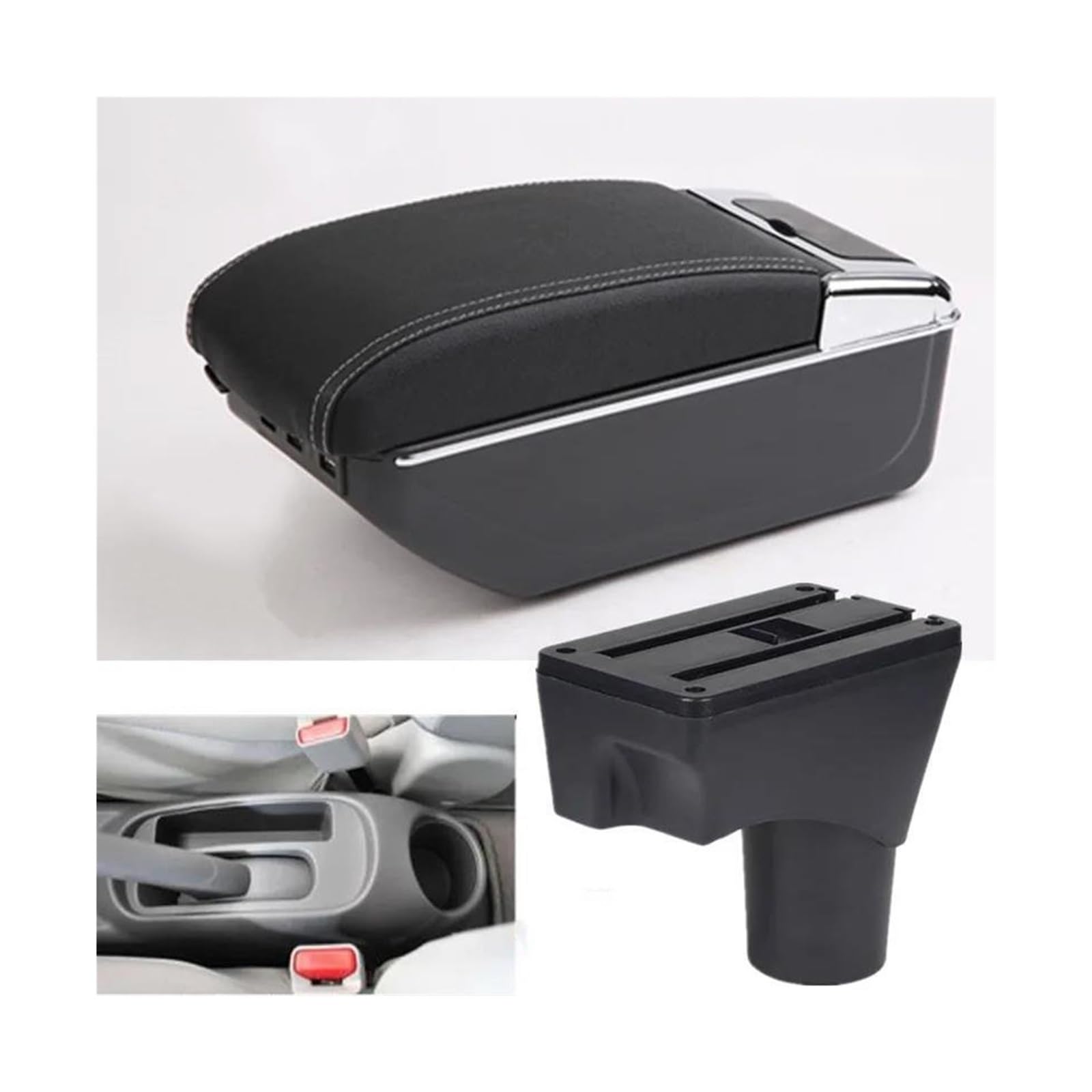 RESPUNEKBAH Armrest Box For Nissan For Sunny For March For Micra K13 MK4 IV Car Armrest Storage Box 2010-2022 Parts Car Accessories(D3 white line 7USB)