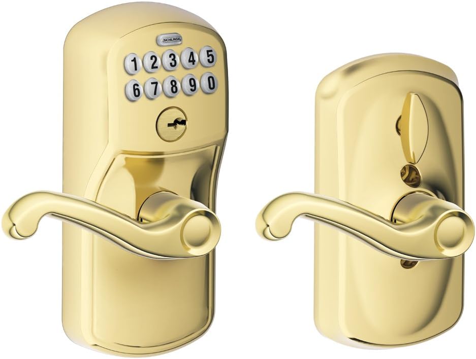 Get Popular Offer SCHLAGE FE595 V PLY 505 FLA Plymouth Keypad Entry with Flex-Lock and Flair Style Levers, Bright Brass Best Cyber Deals 🔥 SCHLAGE FE595 V PLY 505 FLA Plymouth Keypad Entry with Flex-Lock and Flair Style Levers, Bright Brass
