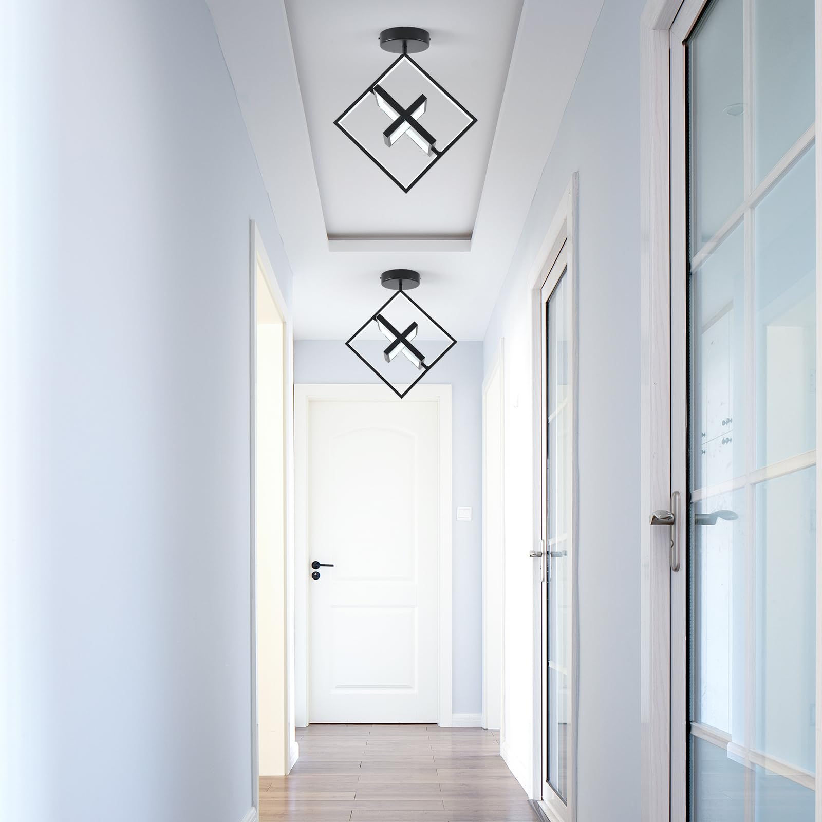 Qcyuui 36W Black LED Ceiling Light Modern Flush Mount Lighting for Hallway Bedroom & Corridor Energy-Saving Design with Easy Installation - Image 3