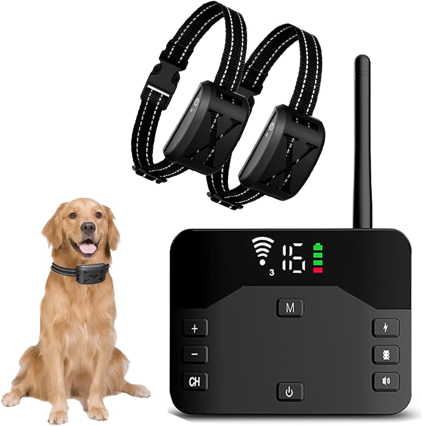 Wireless Dog Electric Fence, Pet Boundary Shock Containment System for Dogs with Waterproof&Rechargeable Collar, Safe Effective No Randomly Over Correction, for Small Medium Large Dog,for2dogs