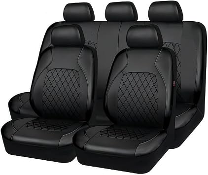 Car Seat Cover Sets for Nissan Sunny Pathfinder 2004-2018, Soft Artificial Leather, Automotive Protection Cushion for Sedans Vans SUVs Trucks,A/Black