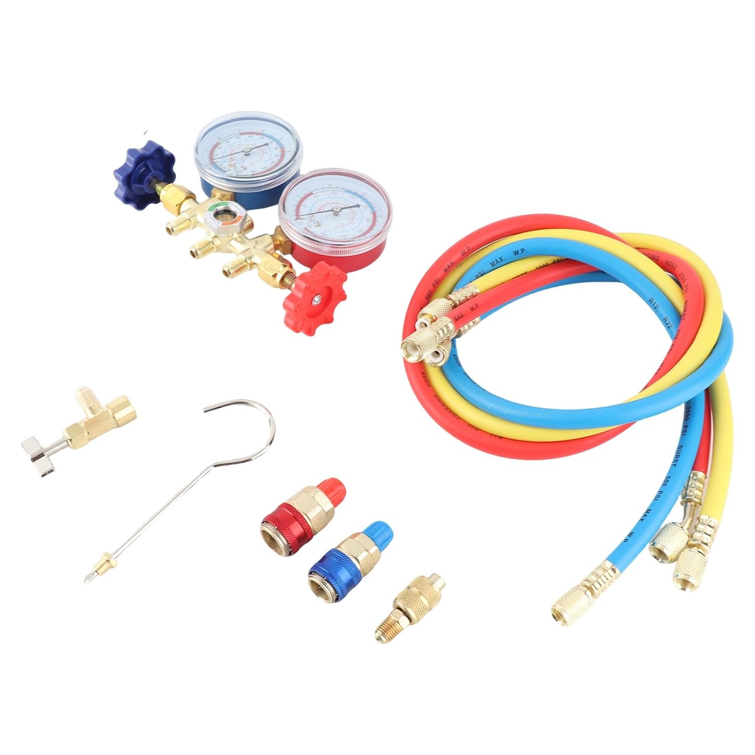 Refrigerant Manifold Gauge Set Accurate Measurement High Pressure Low Pressure Gauge for Air Conditioner Repair Material Brass PVC Plastic
