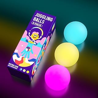 LED Juggling Balls Light Up Juggling Balls Glow in The Dark Juggling Balls USB Rechargeable Glowing Juggling Ball (Set of 3) 110g/3.9oz