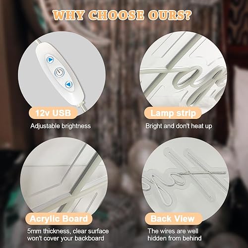 Miniatura 5 de DIVATLA Letrero de neón extra grande de 66 pulgadas  39 pulgadas para decoración de fiesta de cumpleaños, letreros LED iluminados para telón de