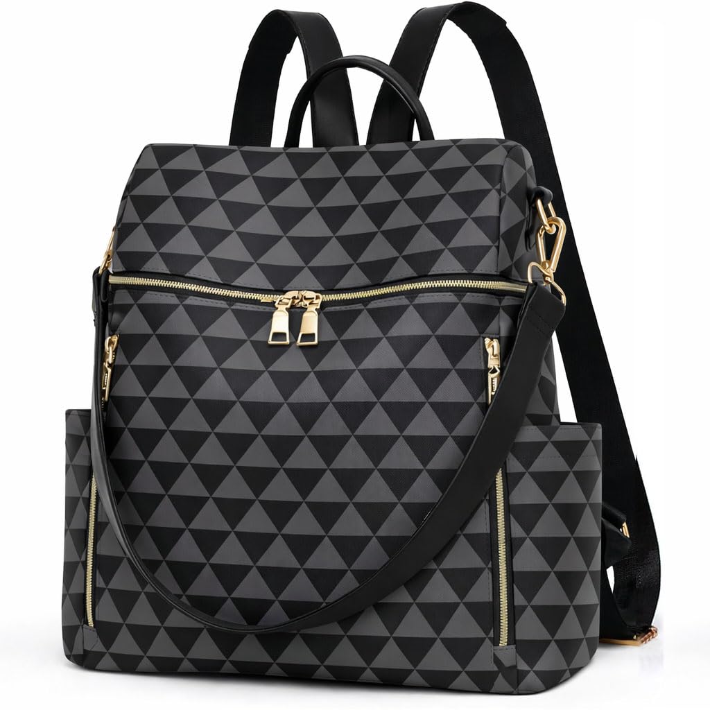 Backpack Purse for Women | Women’s Stylish Geometric Triangle Backpack | Convertible Shoulder Bag, Multi-Compartment, Spacious & Durable, Perfect for College, Work, Travel-image-40
