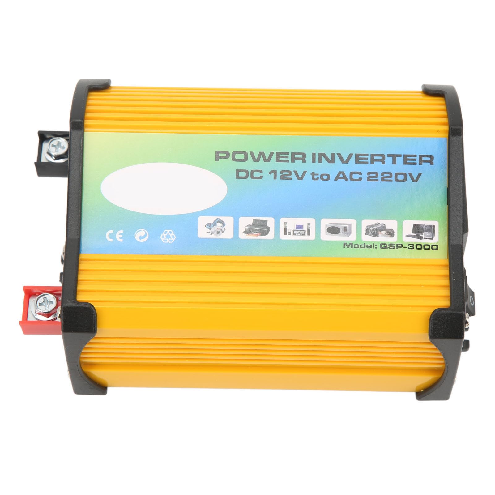 Zmodyfikowany falownik samochodowy sinusoidalny 300W DC 12V na AC 220V Przetwornica napięcia samochodowego z podwójnymi portami USB do podróżowania na zewnątrz (Yellow)