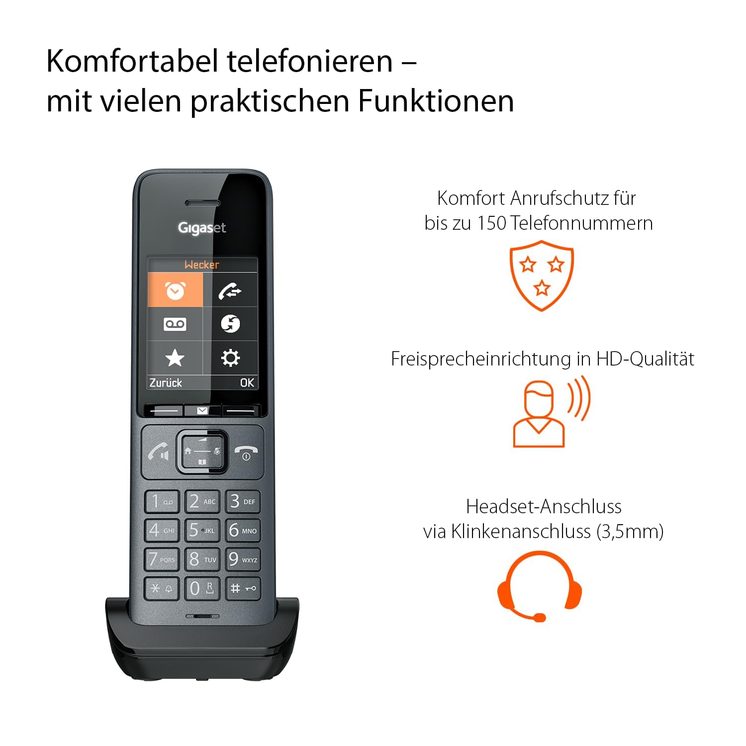 Gigaset Comfort 520HX Duo - 2 telefoni DECT con vassoio di ricarica - Compatibile con Fritzbox, telefono cordless per router e base DECT, nero di titanio [Compatibile in DE, IT, FR, NL, BE, Che