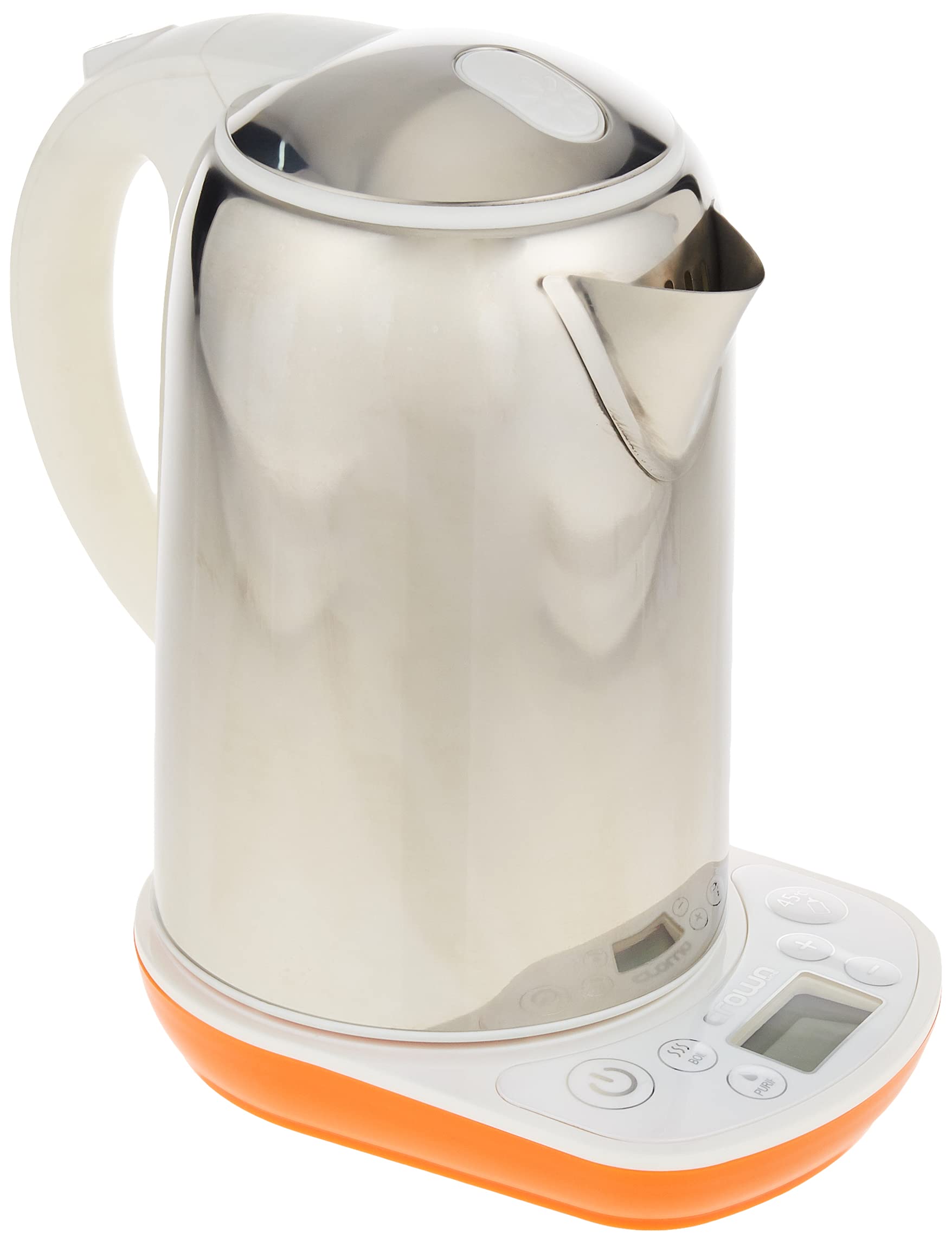 Crownline Cordless Kettle, Silver/Orange, 1.8L, Kt-209"Min 1 year manufacturer warranty"