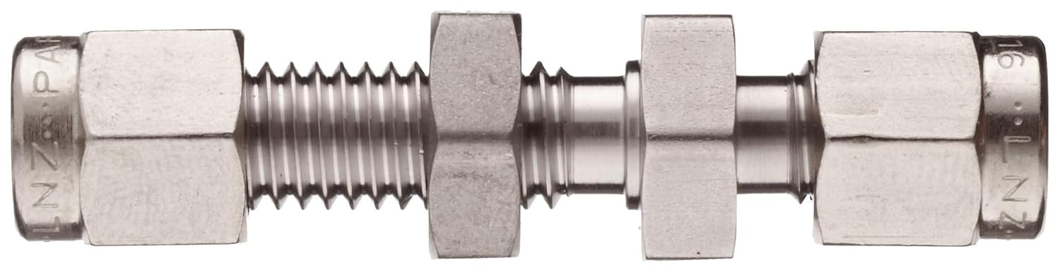 Free Shipping 🛒 Parker A-Lok 8BC8-316 316 Stainless Steel Compression Tube Fitting, Bulkhead Union, 1/2 Tube OD
