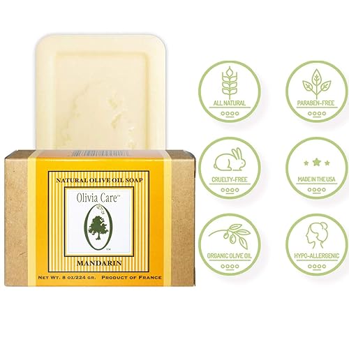 Miniatura 3 de Olivia Care Jabón de mandarina prémium para baño y cuerpo orgánico, vegano y natural, aceite de oliva repara, hidrata, hidrata y limpia