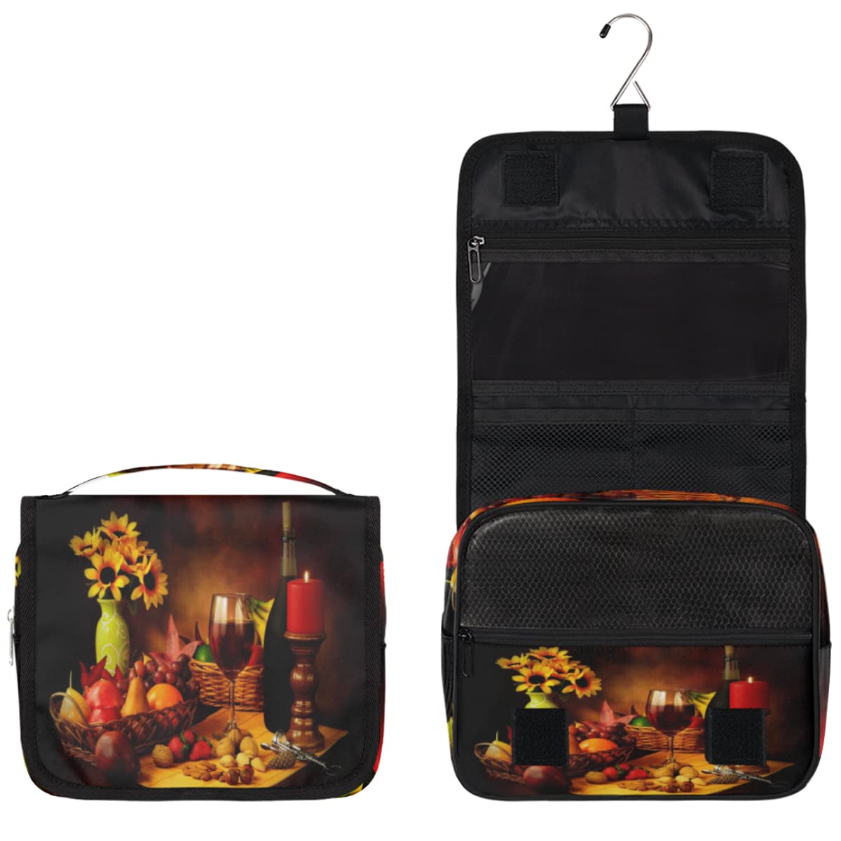 Jesienna podróżna kosmetyczka FallRed Wine Bottle Wash Pouch Bag Unisex Wiszące przybory toaletowe Kosmetyczka Organizer do makijażu, wielobarwny, Jeden rozmiar