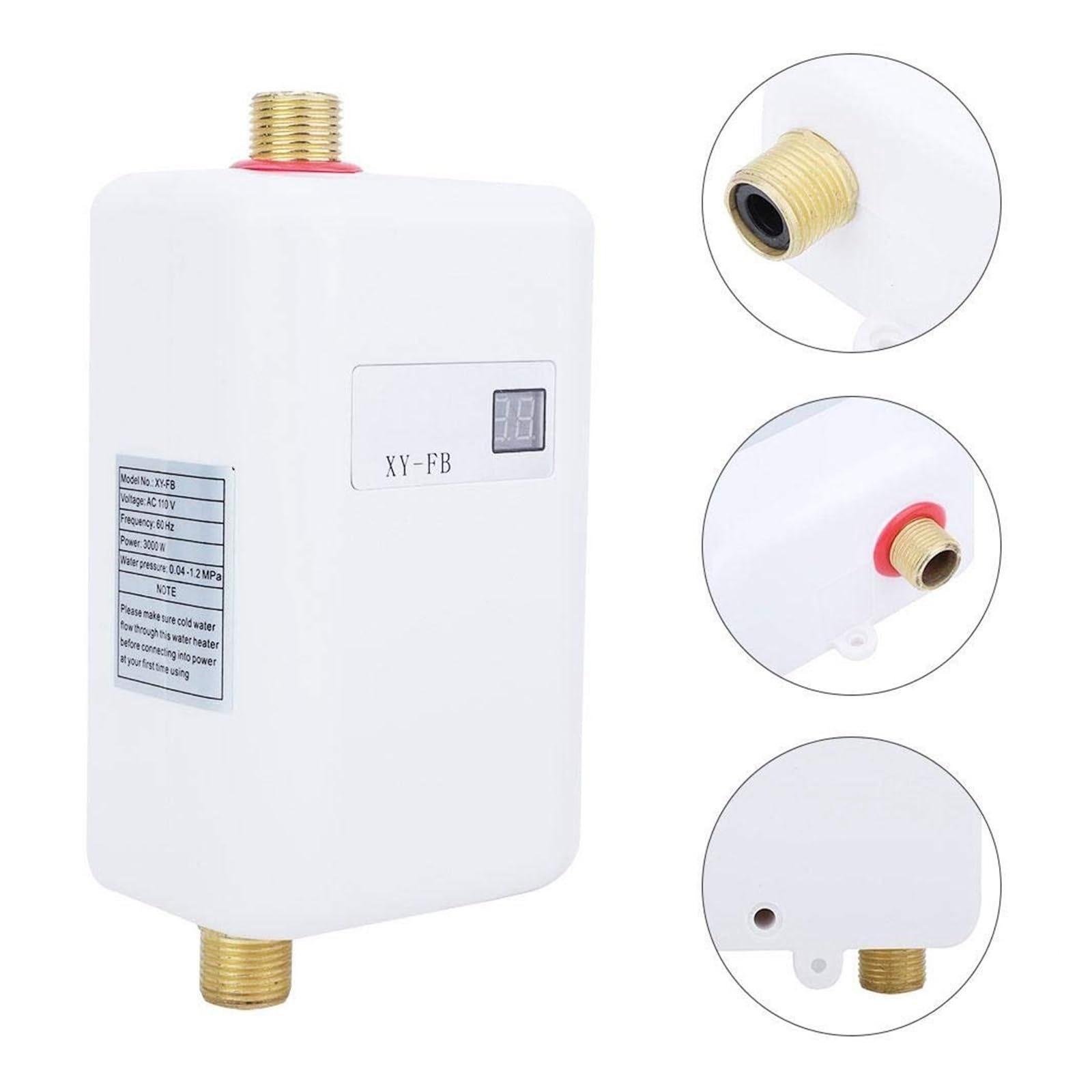 3800W Bezzbiornikowy Elektryczny Podgrzewacz Wody Łazienka Kuchnia Natychmiastowy Podgrzewacz Wody Wyświetlacz Temperatury Ogrzewanie Prysznic Uniwersalny Kompaktowy i trwały(Golden)