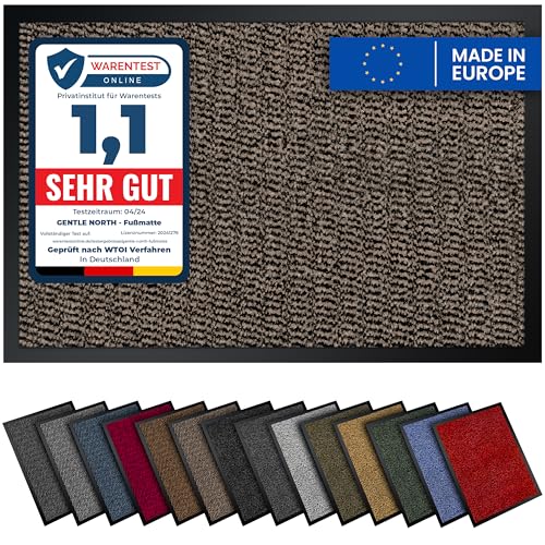 Gentle North Hochwertige Fußmatte beige 90x120cm groß für Innen & Außen - Schmutzfangmatte rutschfest, waschbar & wetterfest - Fussmatte für Eingangsbereich & Aussenbereich - Läufer Flur dünn