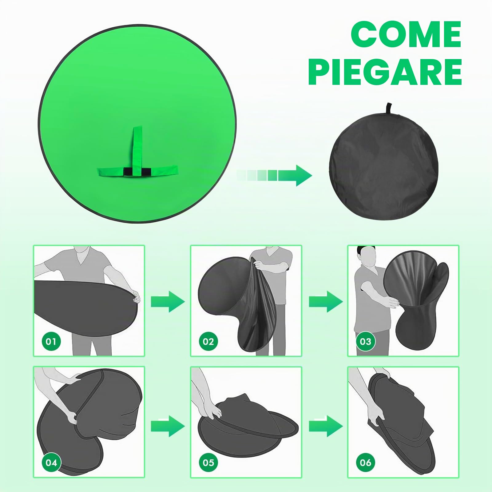 Portatile Green Screen sedie - Sfondo Pieghevole da 57" con Supporto