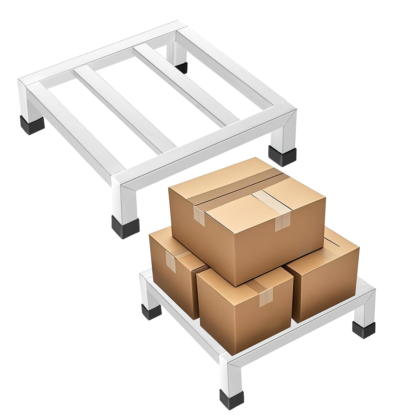 Aihsumc Silver 2 Pack Dunnage Rack, 12”X 12” Commercial Food Floor Rack 3.9" Off The Floor Stainless Steel Pallet Racks 1000 Lbs Capacity Low Shelf For Storage In Restaurants, Kitchens, Garages And Vehicles
