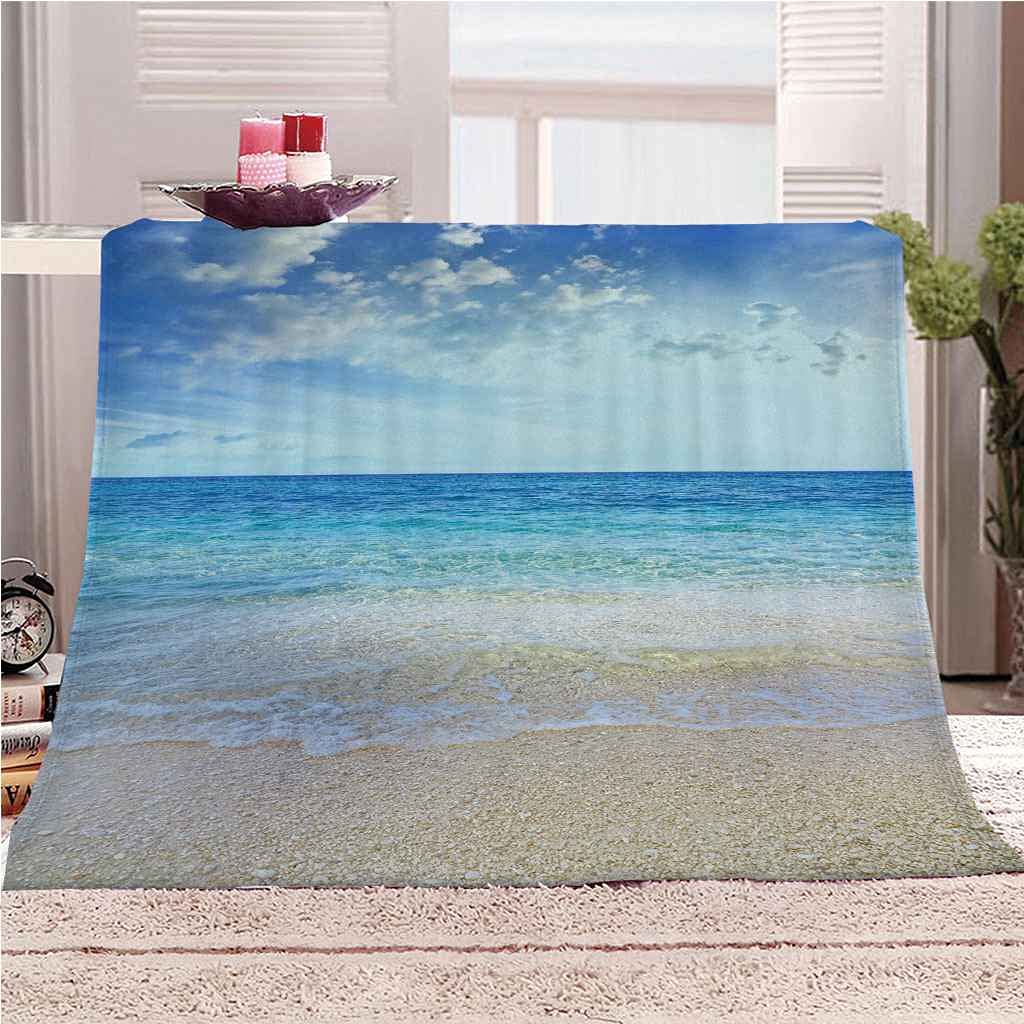 Couverture flanelle paysage mer douce plaid canapé 150x200