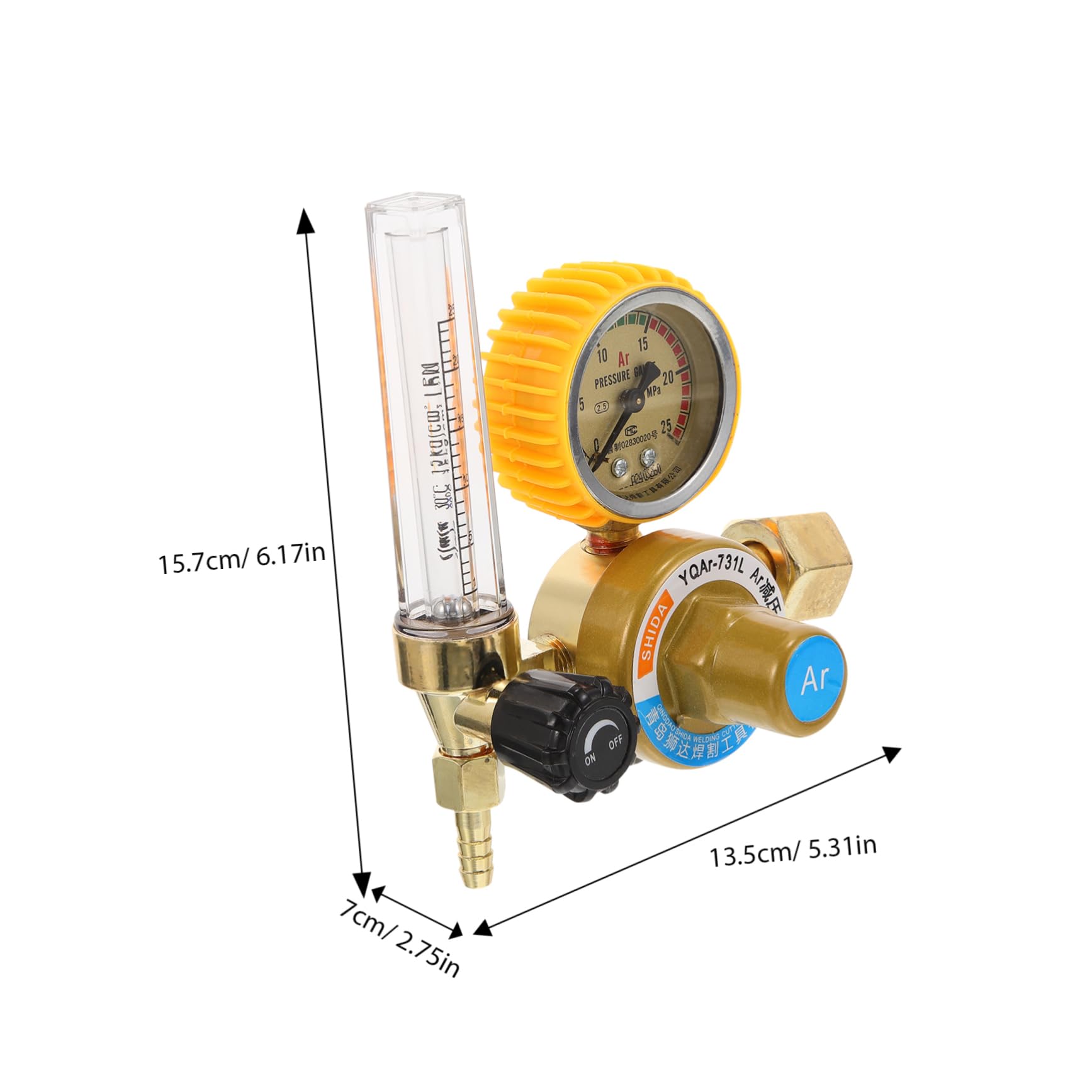 HEALLILY Regulator Flow Meter Gas Regulator Accurate Argon Gas Flow Control Pressure Gauge