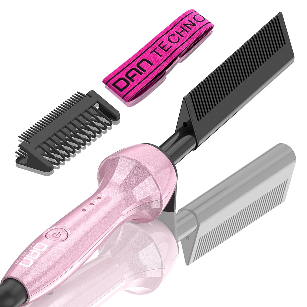 Dan 500℉ Hot Comb for Wig, Pressing Comb for Black Hair, (Pink)