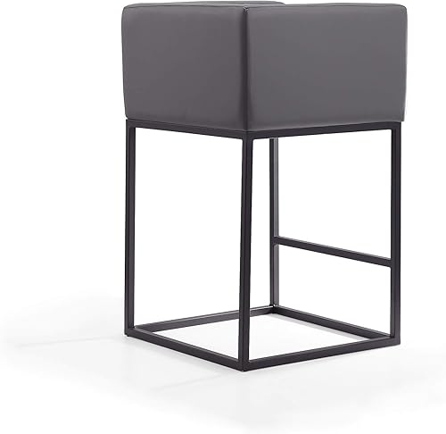 Miniatura 6 de Manhattan Comfort Embassy - Taburete de bar de metal gris y negro de 34 pulgadas