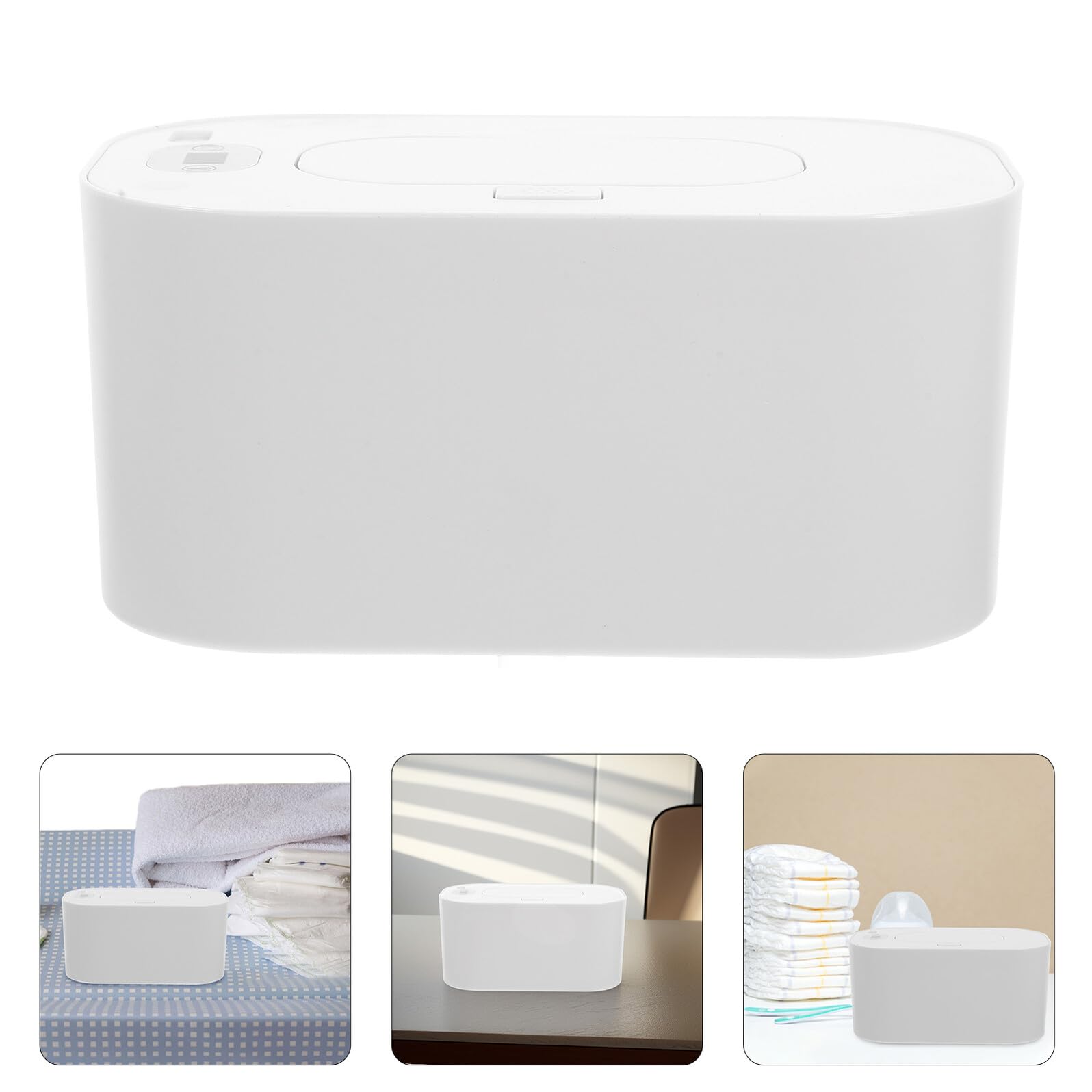 Calentador de Toallitas para Bebés Pantalla LED y Control de Temperatura, Caja de Almacenamiento Portátil de Pp para Cambio de Pañales y Uso al Aire Libre