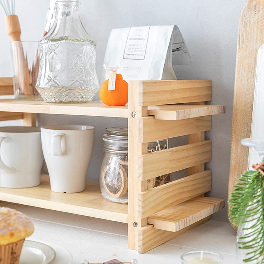 Estante organizador Estantería de escritorio de madera de doble capa, almacenamiento de gran capacidad, organizador de escritorio multiusos, almacenamiento estable y no fácil de sacudir Estantería