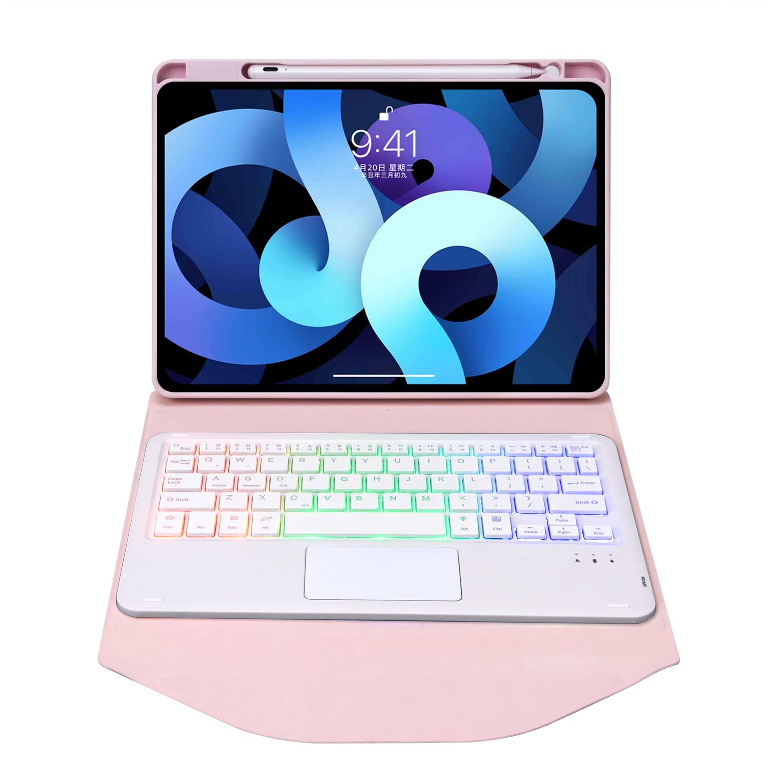 Amazon | 7色バックライト iPad Air5 Air4 キーボードケース タッチ